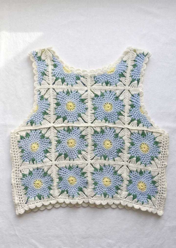 Reverie Blue Flower Crochet Top