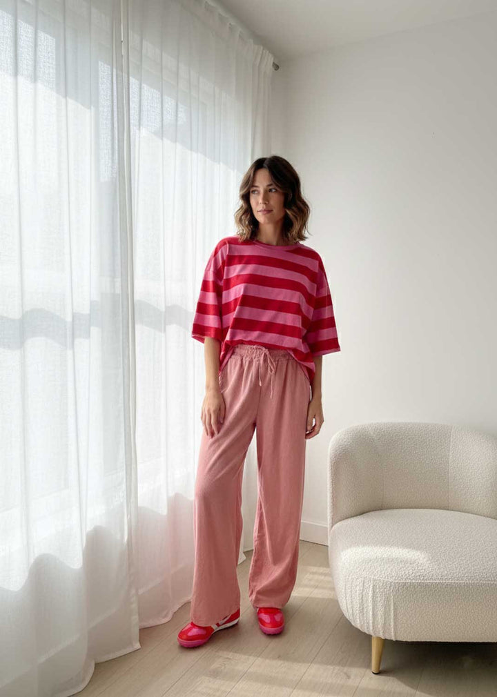 Sally Stripe Tshirt Red Pink