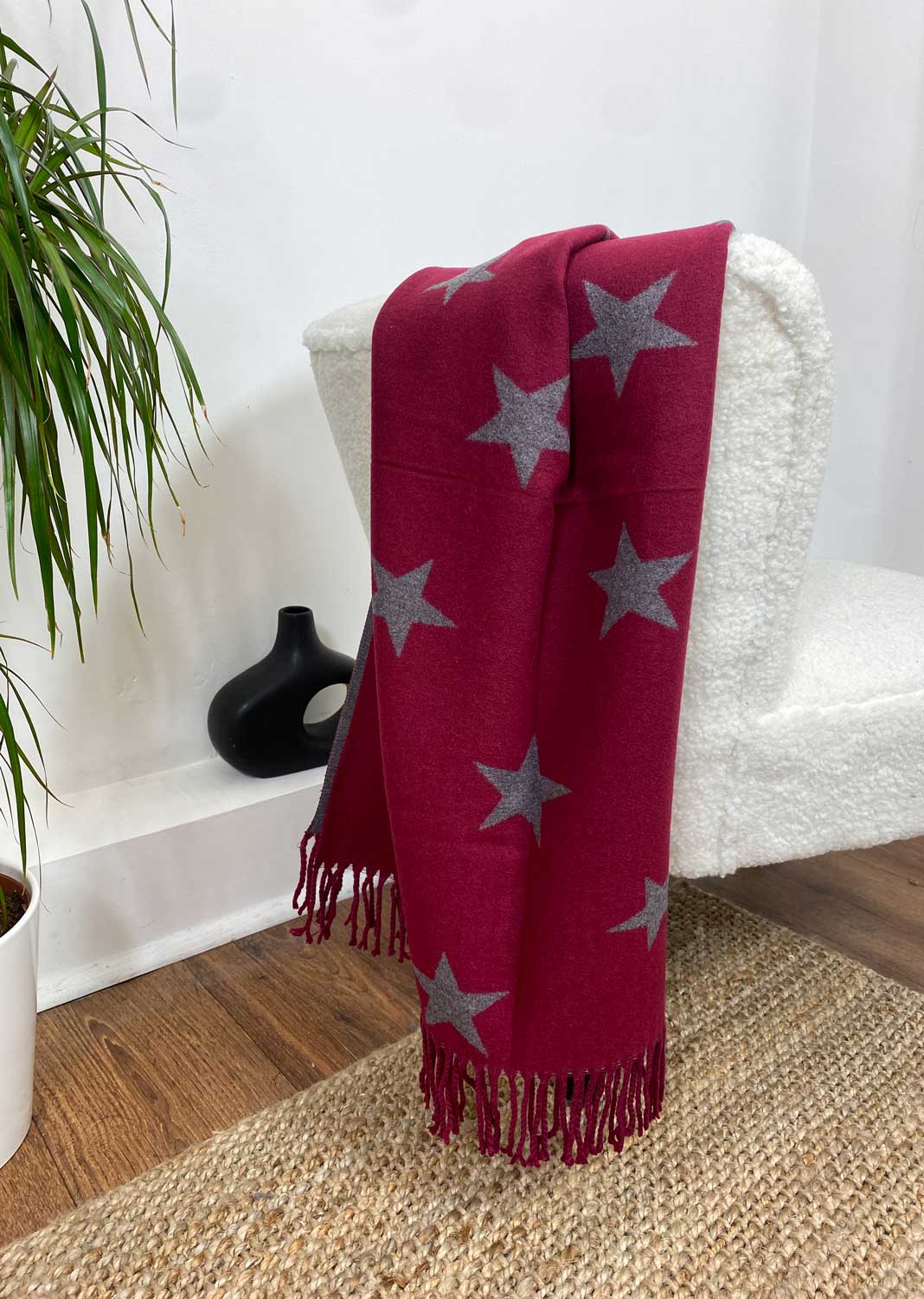 Vega Star Cashmere Scarf in Burgundy