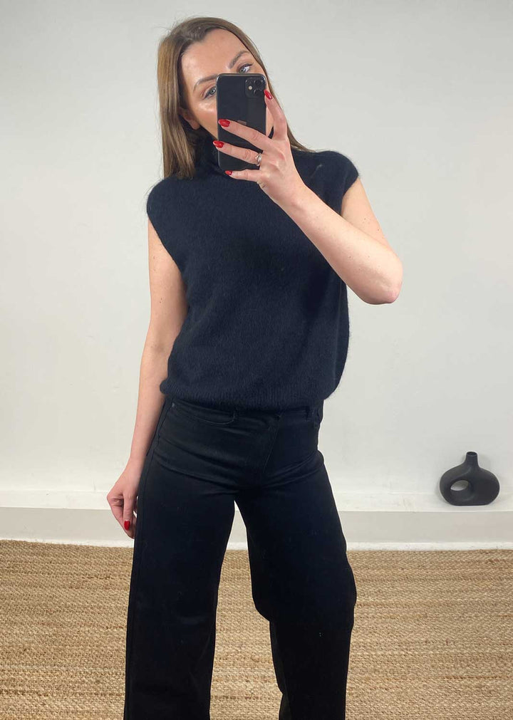 black turtleneck tank top wool