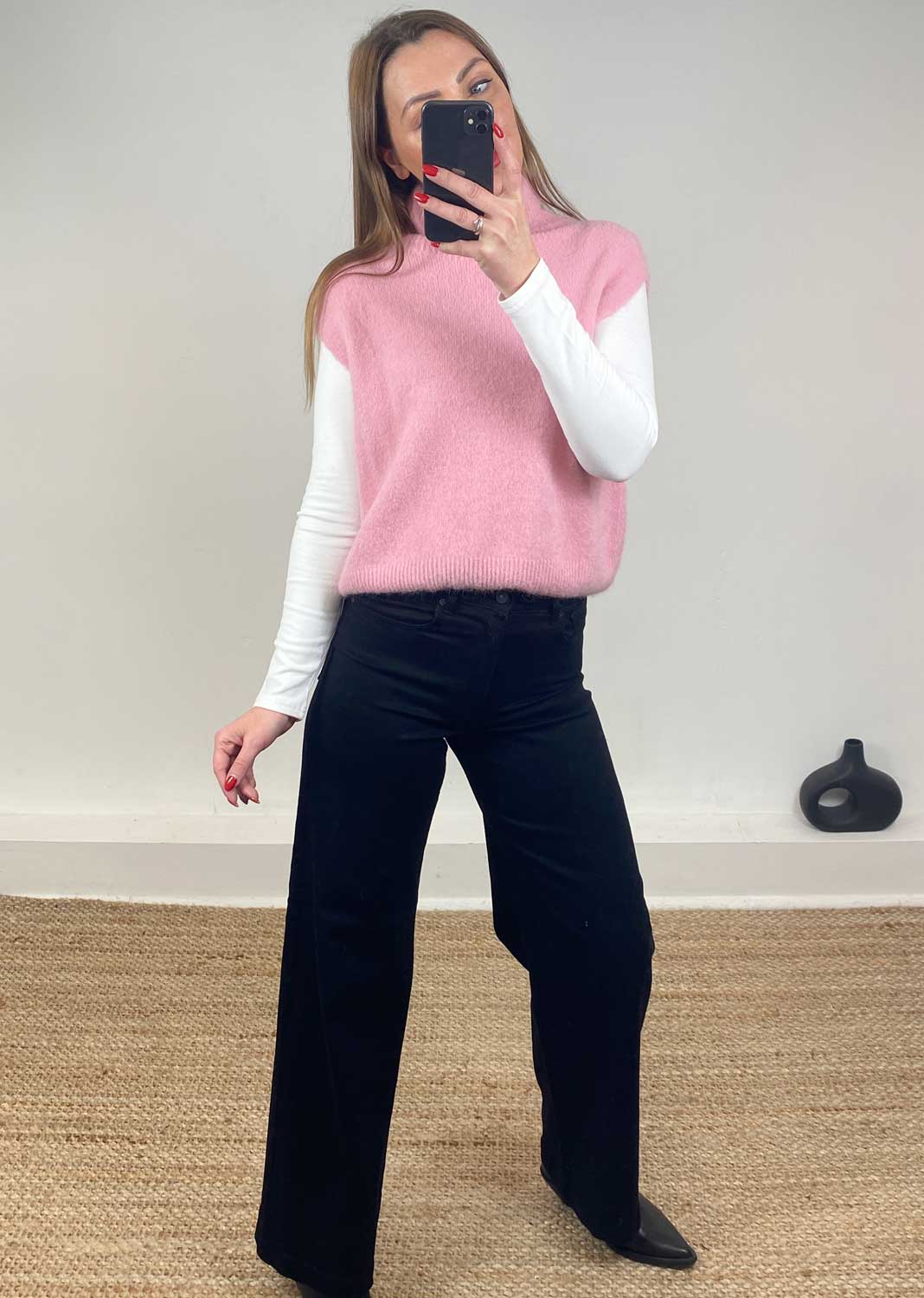 Stephanie Wool Blend Tank Top Pink