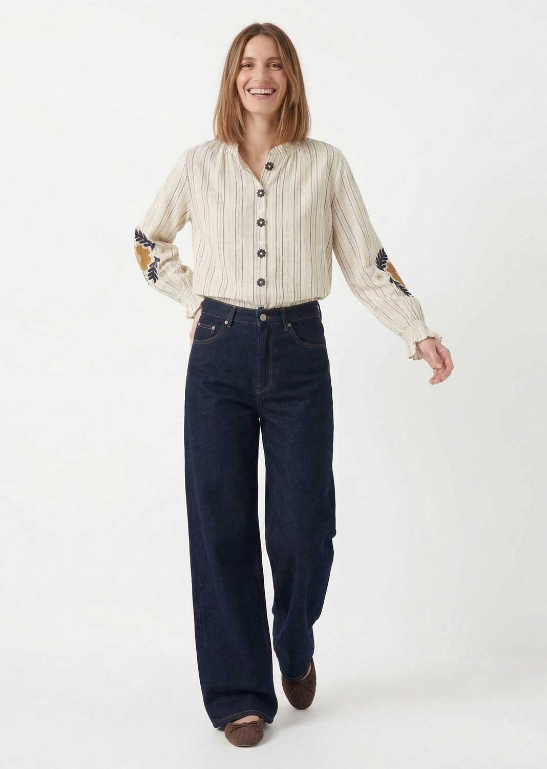 Stevie Stripe Embroidered Blouse