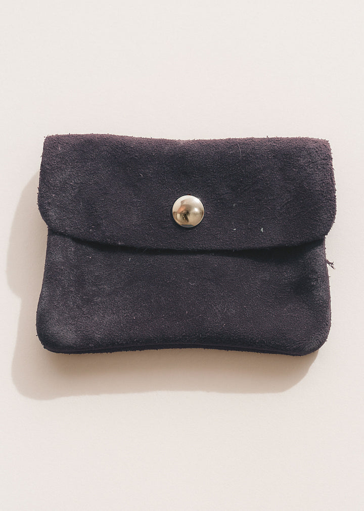 Small Suede Leather Purse Grey