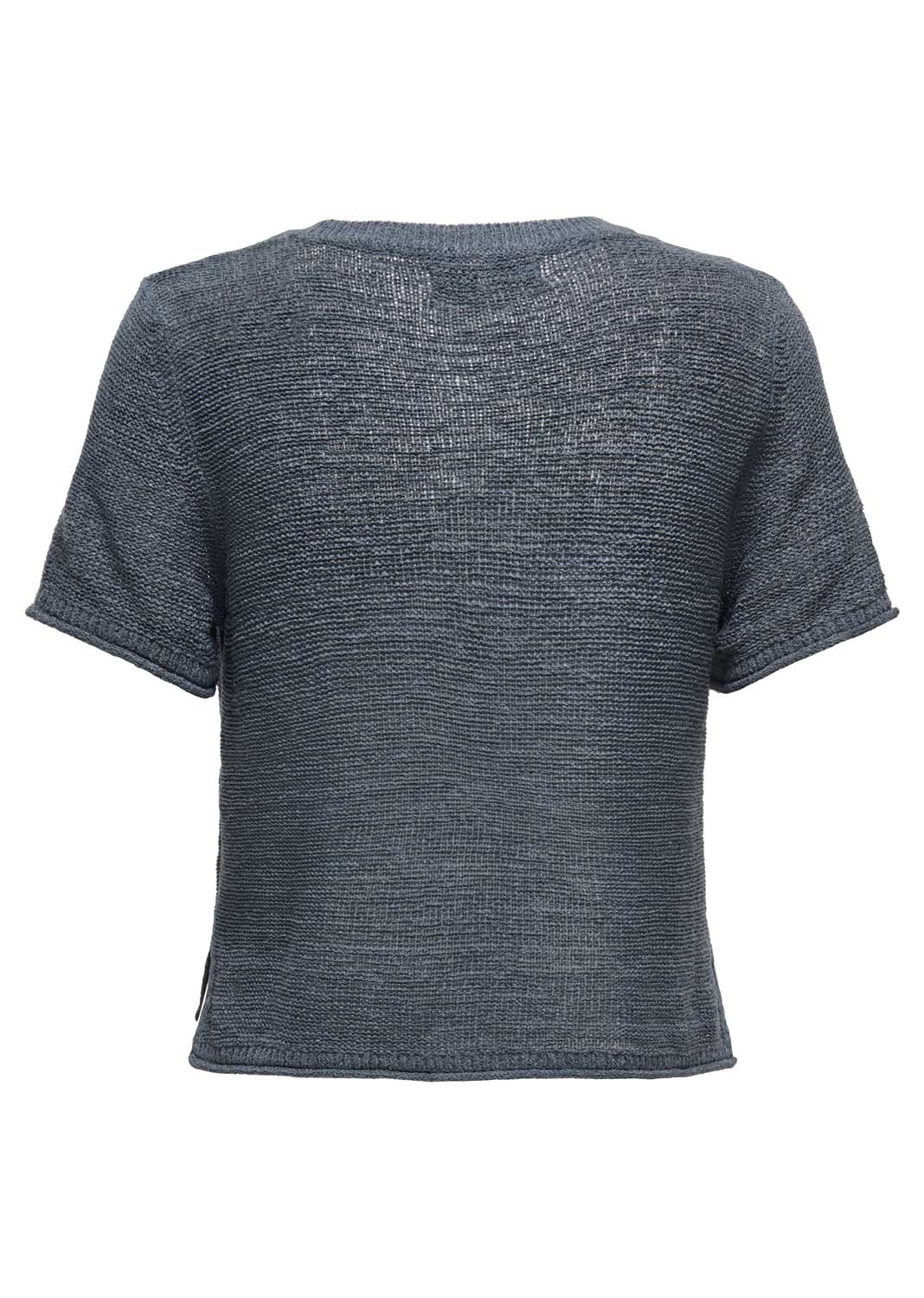 Sunny Crochet Knitted Tshirt in Slate Grey