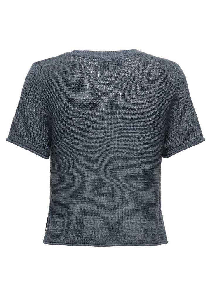 Sunny Crochet Knitted Tshirt in Slate Grey