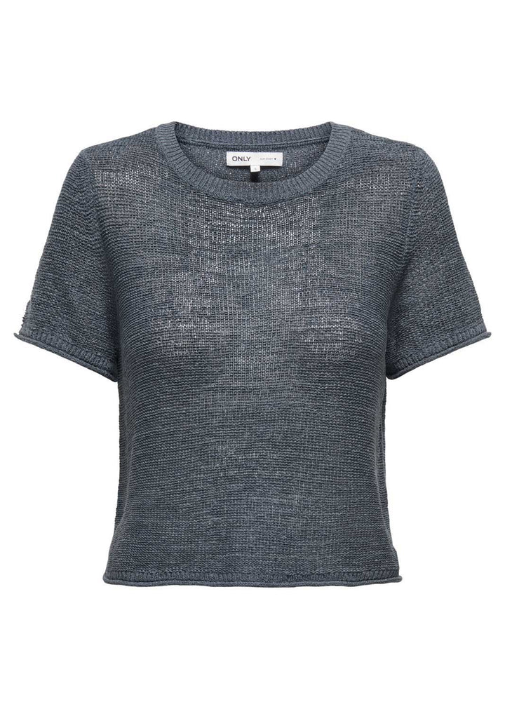 Sunny Crochet Knitted Tshirt in Slate Grey