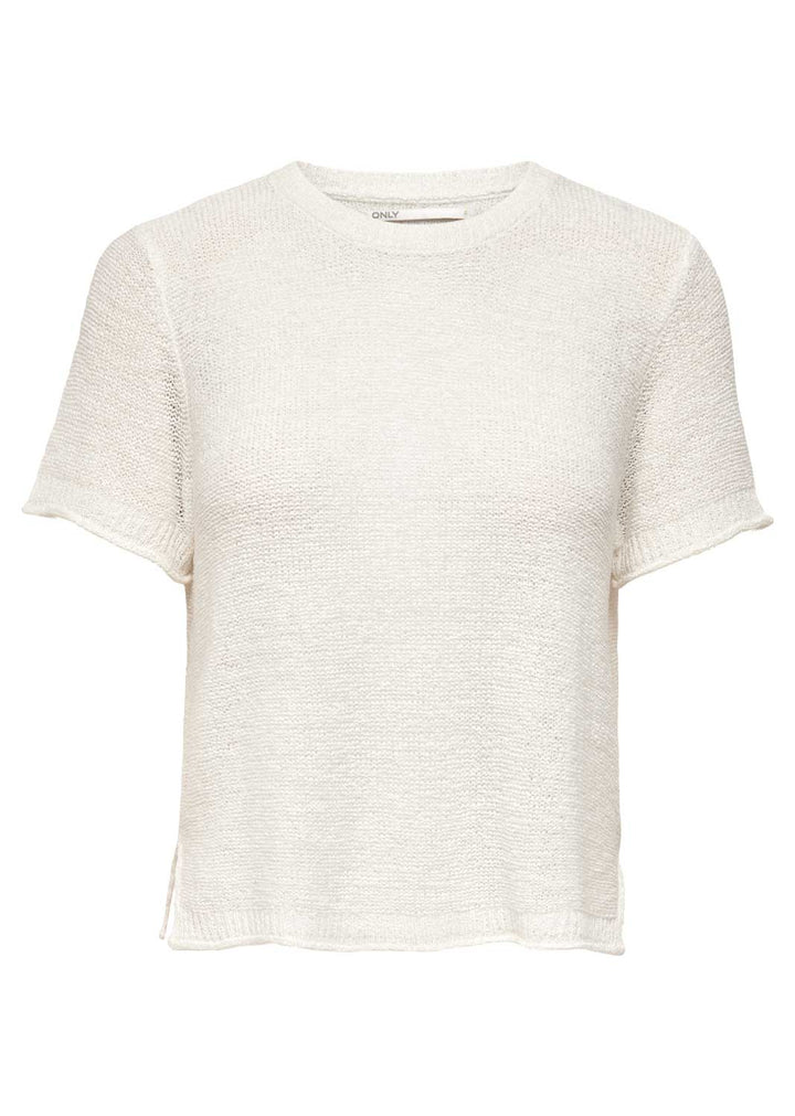Sunny Crochet Knitted Tshirt in Ivory