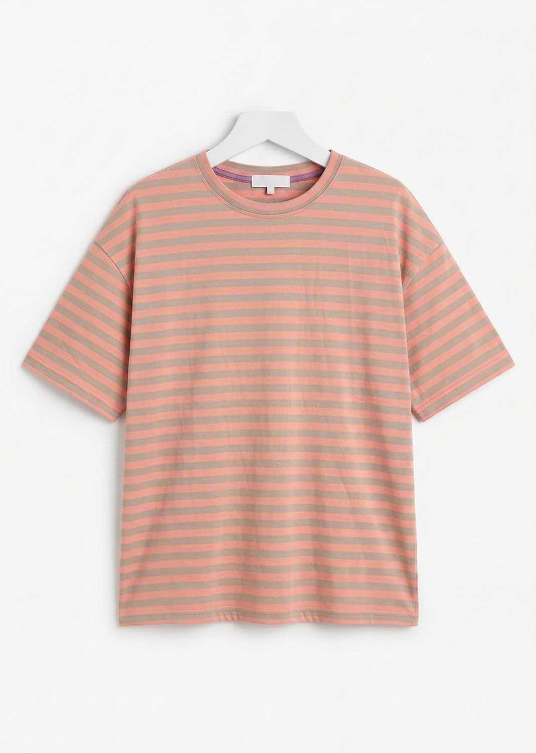 Susie Peach Taupe Stripe Tshirt
