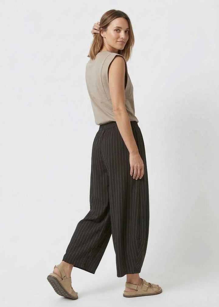 Tabitha Pinstripe Barrel Pants Black