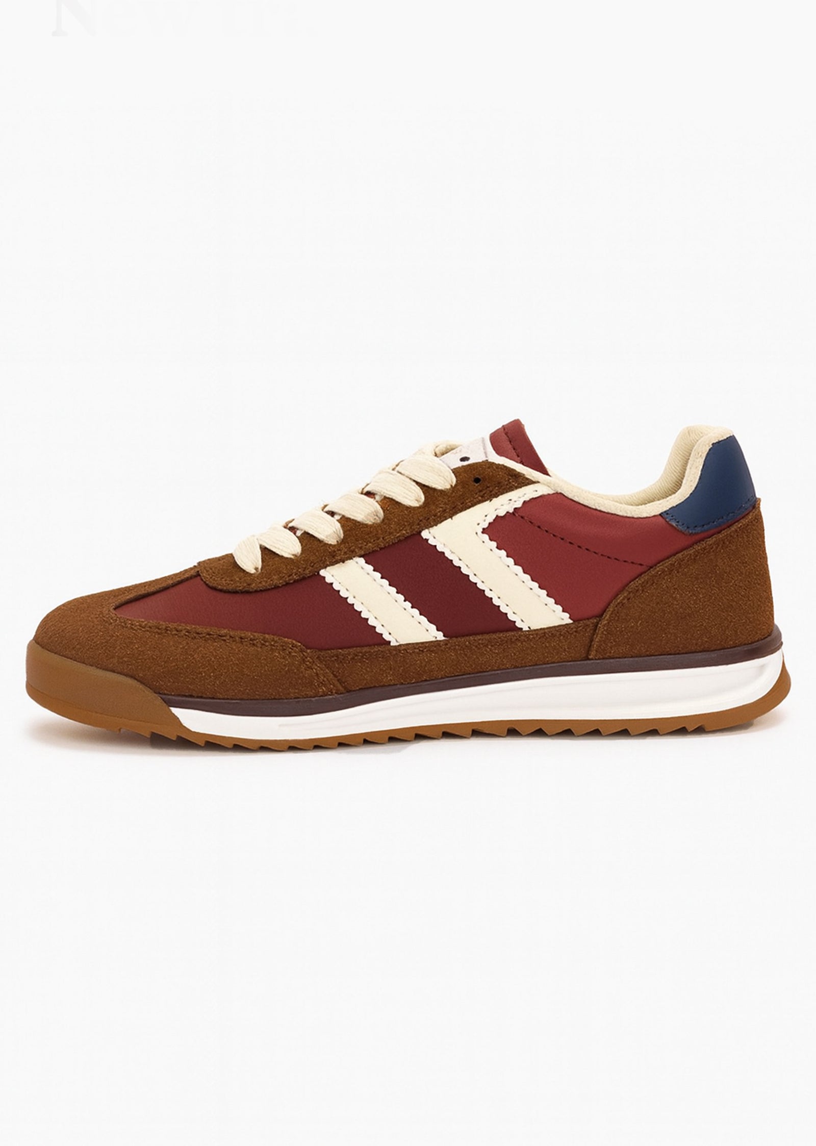 Oslo Burgundy Tan Contrast Trainers