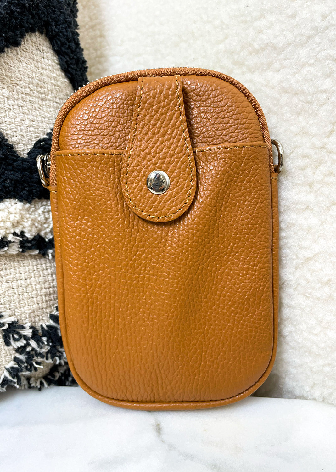 Tan Leather Phone Bag