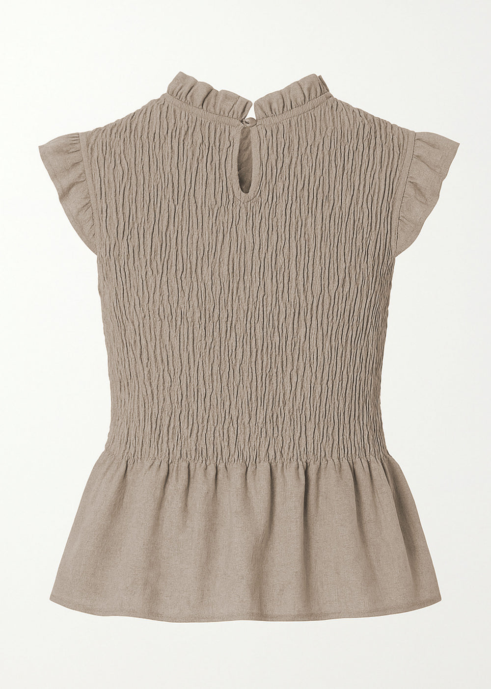 Taupe Shirred Top