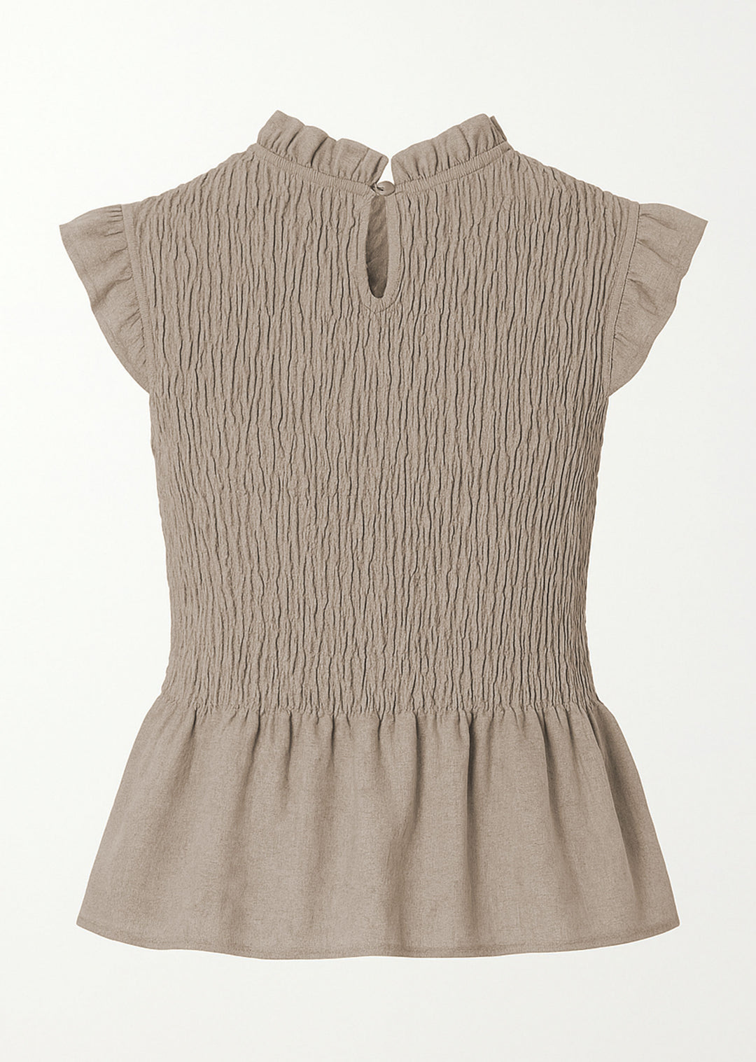 Taupe Shirred Top