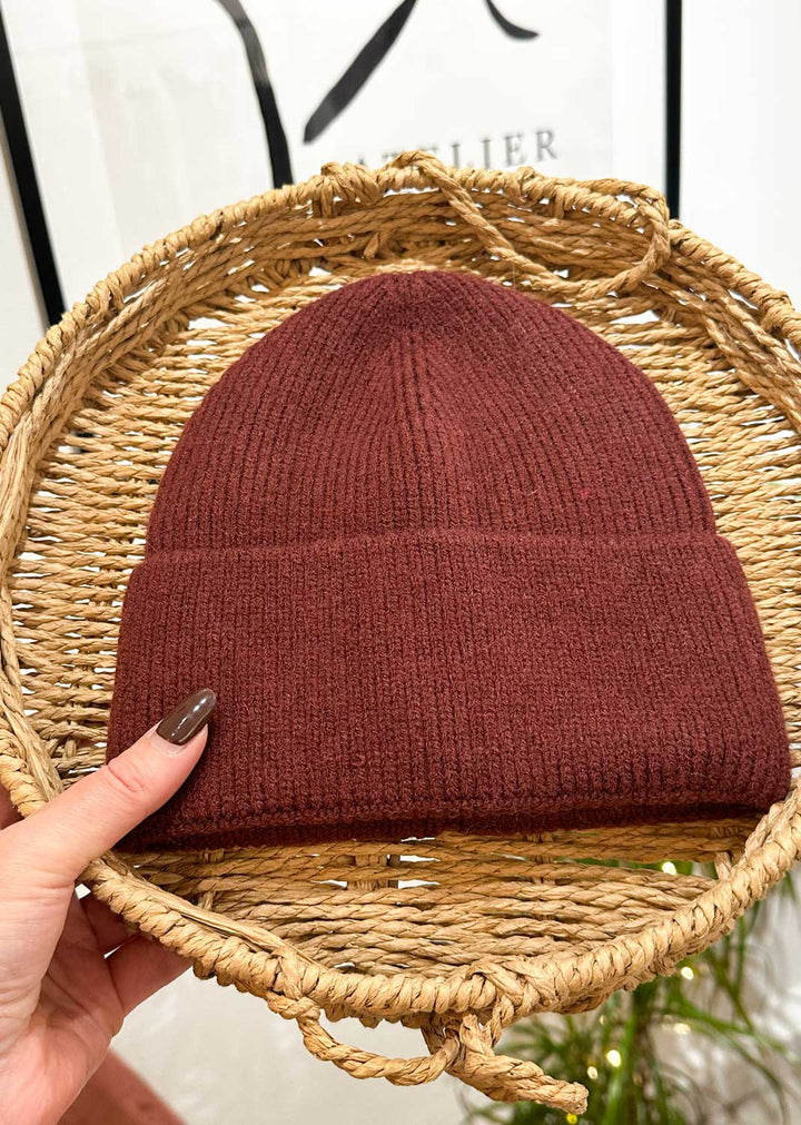 Tenby Beanie Hat in Burgundy