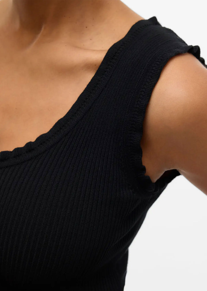 Wonder Ribbed Vest in Black