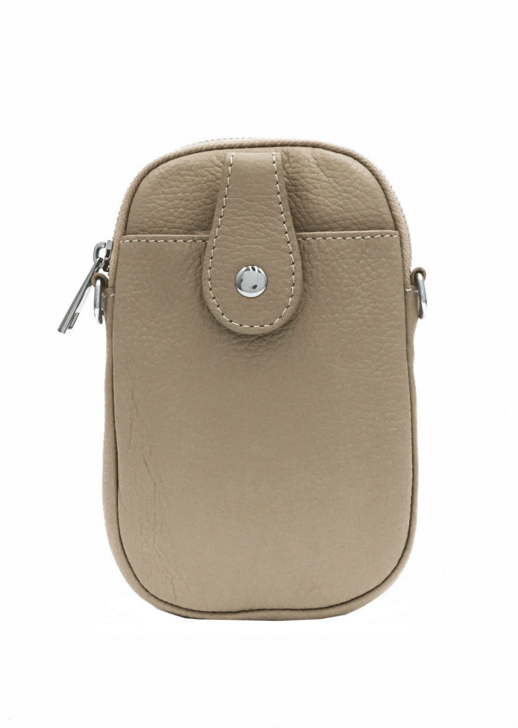 Taupe Leather Phone Bag