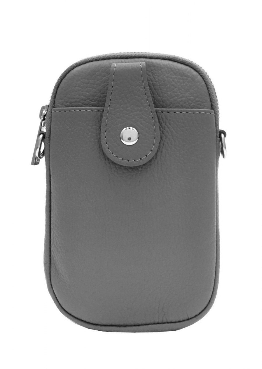 Dark grey Leather Phone Bag