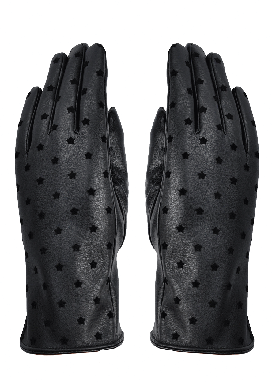 Star Faux Leather Gloves