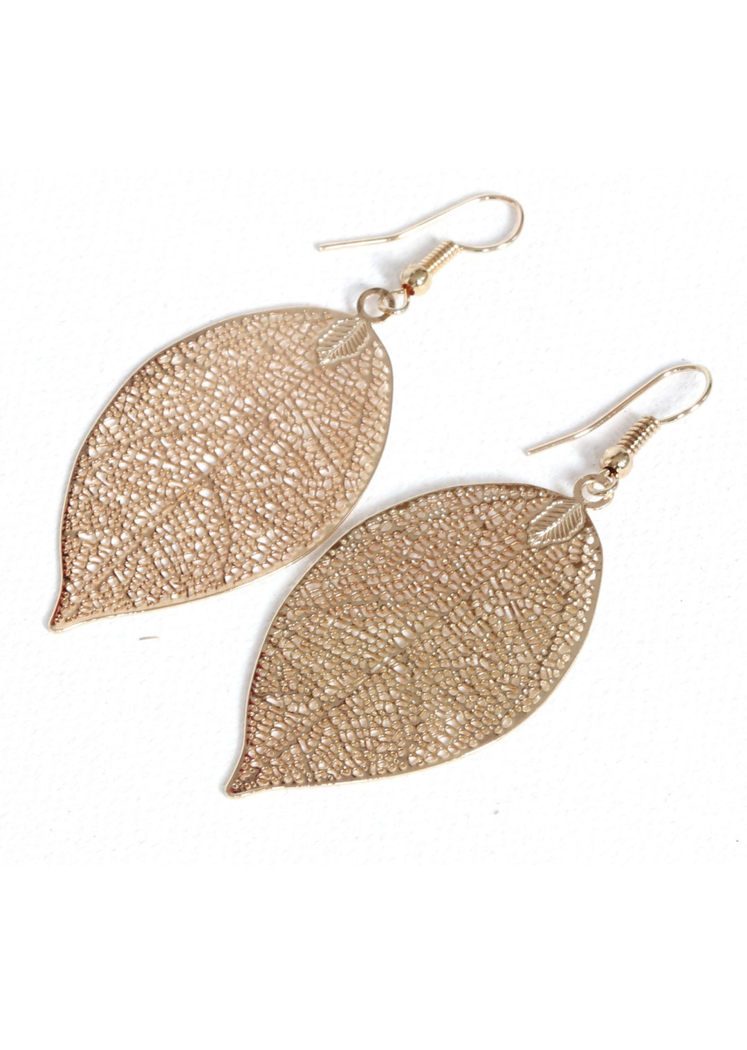 Filigree Leaf Earrings Gold