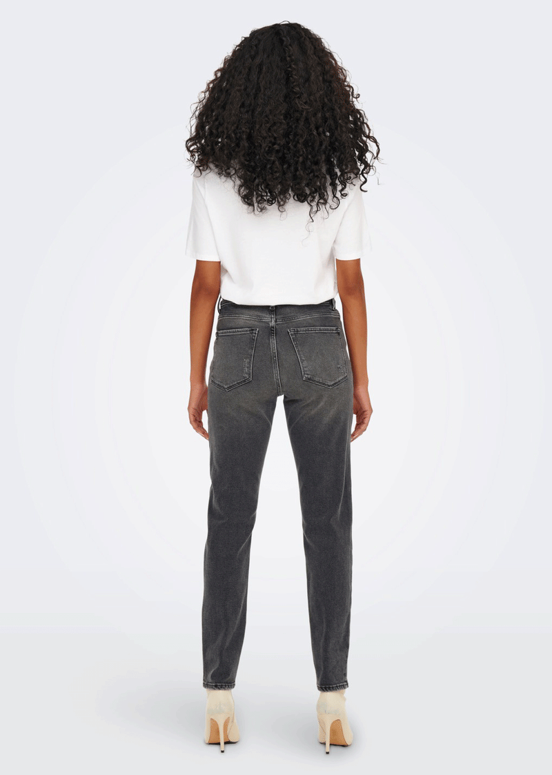 Emily Straight Jeans - Washed Black Denim
