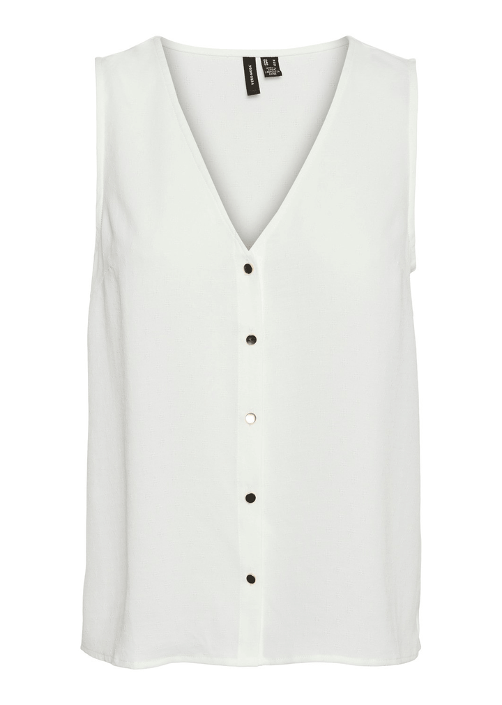 white sleeveless top